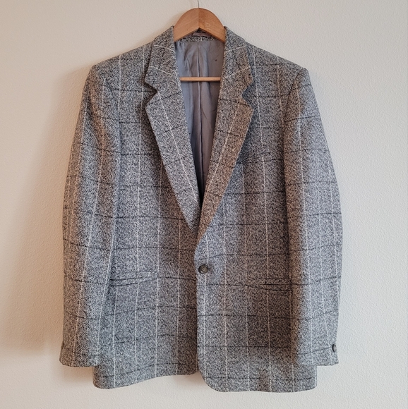 Sears Other - Vintage Sears Classic Gray Plaid Wool Men's Blazer